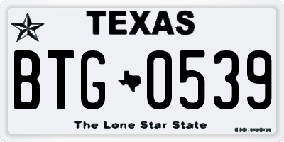 TX license plate BTG0539