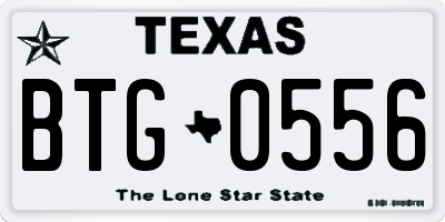 TX license plate BTG0556