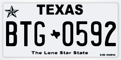 TX license plate BTG0592