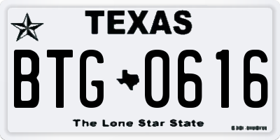 TX license plate BTG0616