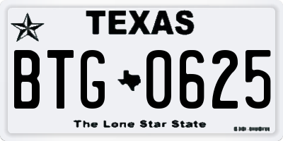 TX license plate BTG0625
