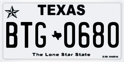 TX license plate BTG0680