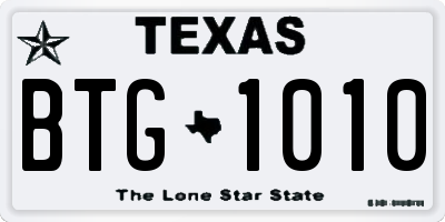 TX license plate BTG1010