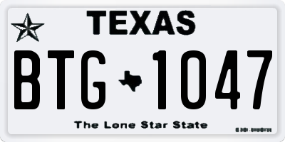 TX license plate BTG1047