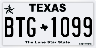TX license plate BTG1099