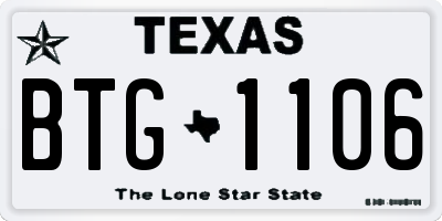 TX license plate BTG1106