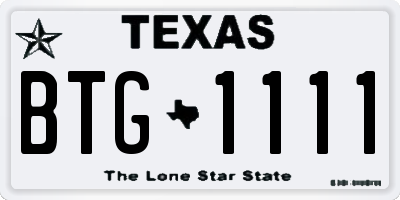 TX license plate BTG1111