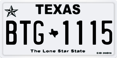 TX license plate BTG1115