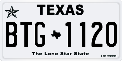 TX license plate BTG1120