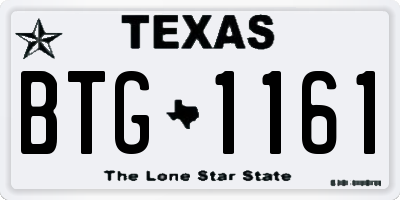 TX license plate BTG1161