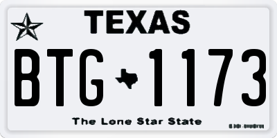 TX license plate BTG1173