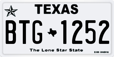 TX license plate BTG1252