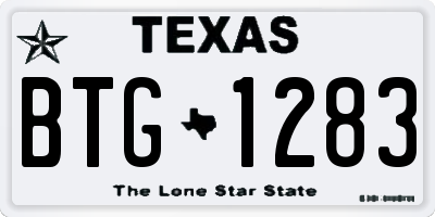 TX license plate BTG1283