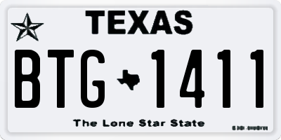 TX license plate BTG1411