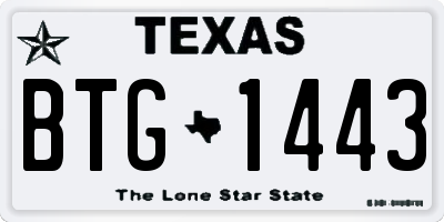 TX license plate BTG1443
