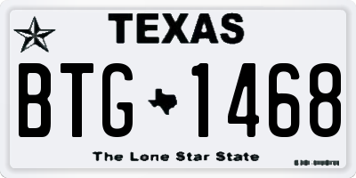TX license plate BTG1468