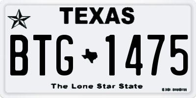 TX license plate BTG1475