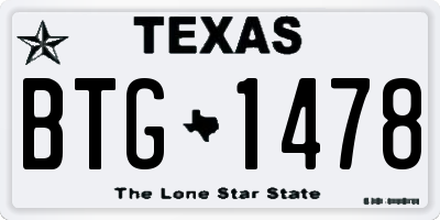 TX license plate BTG1478