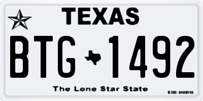 TX license plate BTG1492
