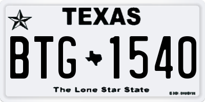 TX license plate BTG1540