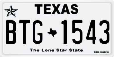 TX license plate BTG1543