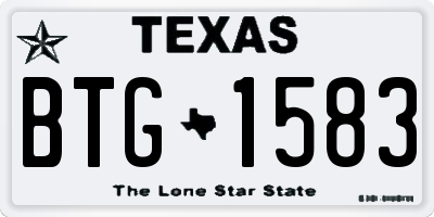 TX license plate BTG1583