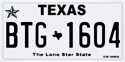 TX license plate BTG1604