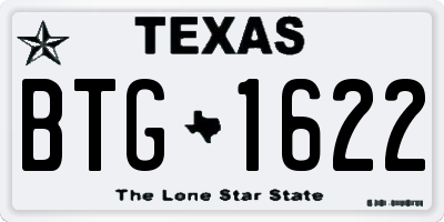 TX license plate BTG1622