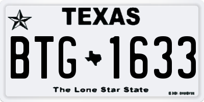 TX license plate BTG1633