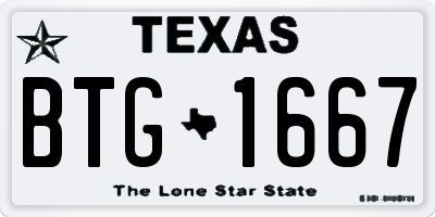 TX license plate BTG1667