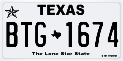 TX license plate BTG1674