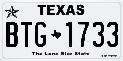 TX license plate BTG1733