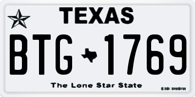 TX license plate BTG1769
