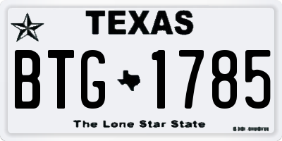TX license plate BTG1785