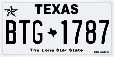 TX license plate BTG1787
