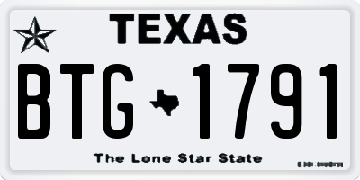 TX license plate BTG1791