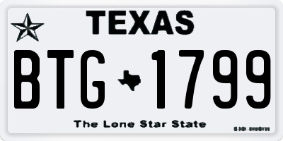 TX license plate BTG1799
