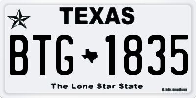TX license plate BTG1835