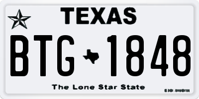 TX license plate BTG1848
