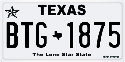 TX license plate BTG1875