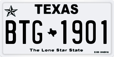 TX license plate BTG1901