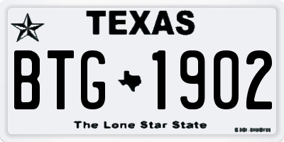 TX license plate BTG1902