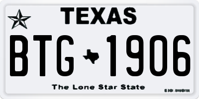 TX license plate BTG1906