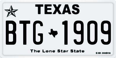 TX license plate BTG1909