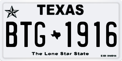 TX license plate BTG1916