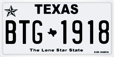 TX license plate BTG1918
