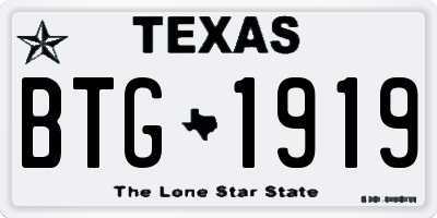 TX license plate BTG1919