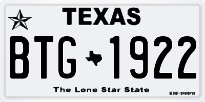 TX license plate BTG1922