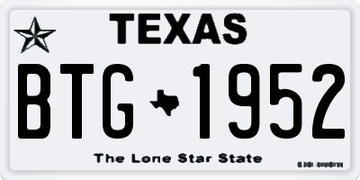 TX license plate BTG1952