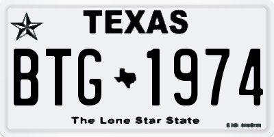 TX license plate BTG1974